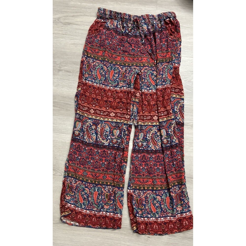 American Eagle Womens Pants Multicolor Floral Paisly boho hippie travel medium